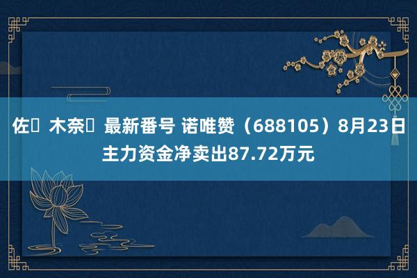 佐々木奈々最新番号 诺唯赞（688105）8月23日主力资金净卖出87.72万元