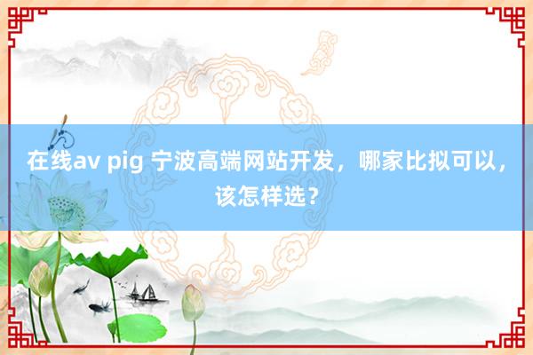 在线av pig 宁波高端网站开发，哪家比拟可以，该怎样选？